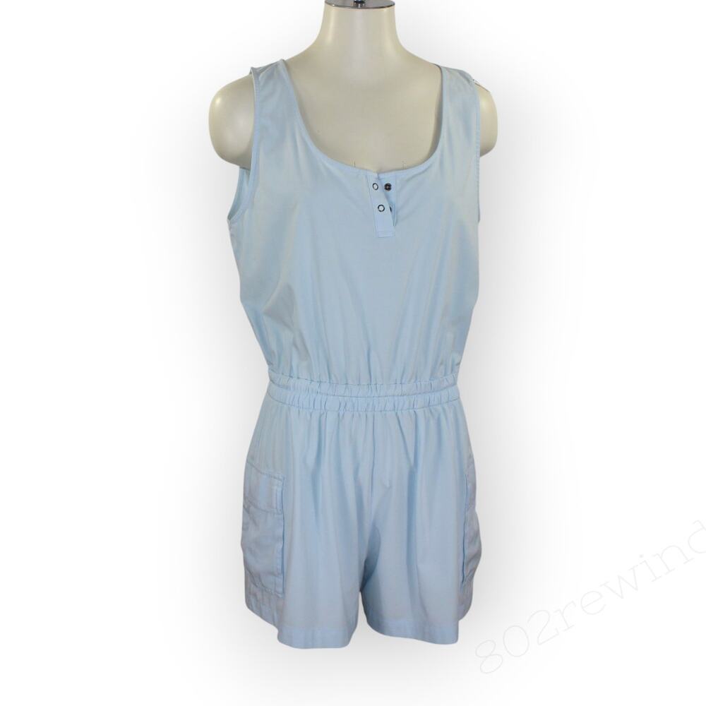 Medium Vuori Villa Utility Romper Light Mist Blue Sleeveless Tank Pockets - Picture 2 of 14